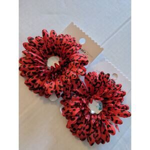 Two Boutique Red Cheetah Hair Clips 4 inch EW